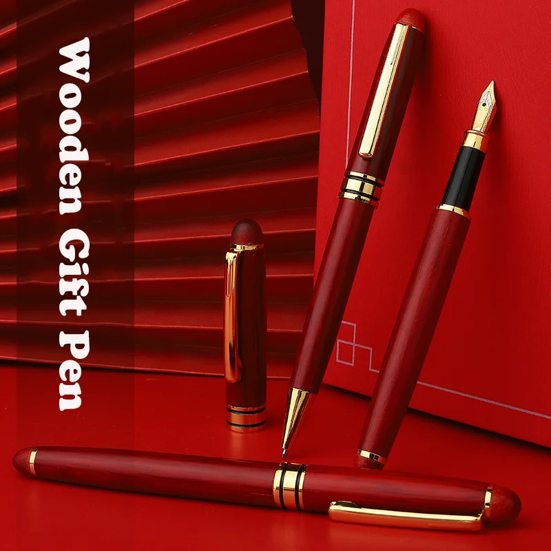 Business Gift Luxury Retro Ballpoint Pens with Custom Logo Ink Pen Signatures Engraving Wooden Pen for Promotional