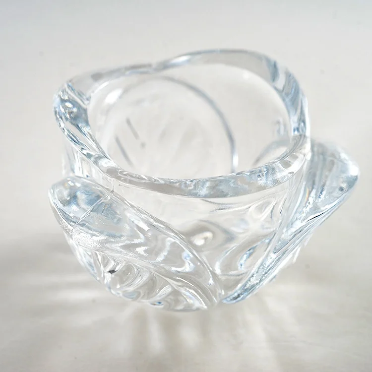 Wholesales Tulip Shaped glass candle holder glass candle holders Table Home Decor small clear glass candlestick holder