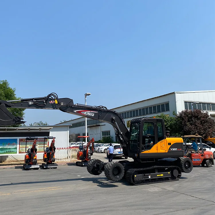 Rhinoceros new X120plus XINIU 10 ton  wheel crawler excavators earthmoving machine smallest mini digger new excavator price