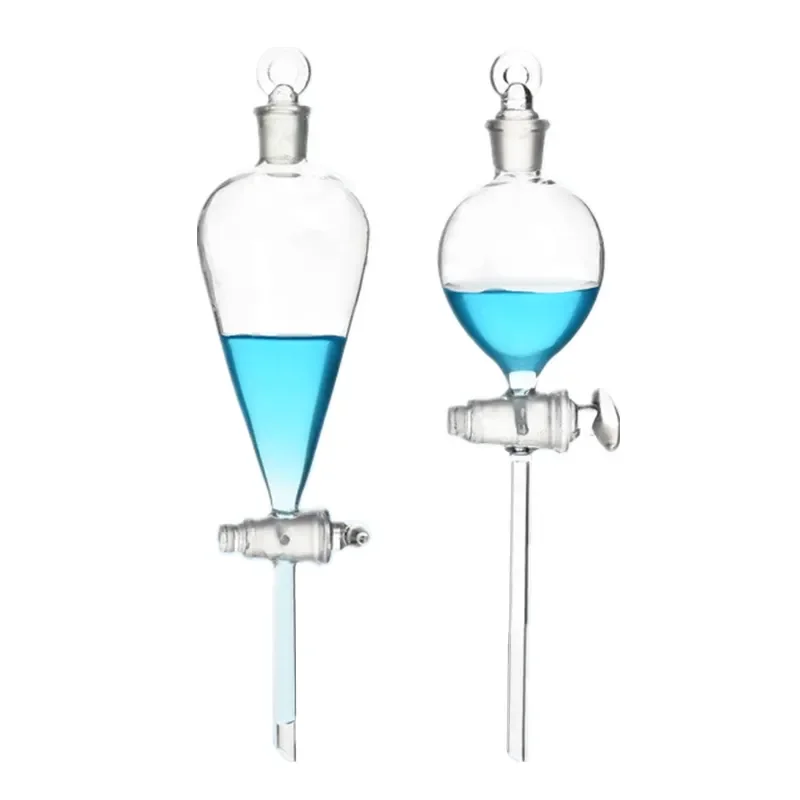 Лабораторная разделительная воронка, водоотделительная воронка, стеклянная разделительная Воронка с заглохой Стеклянной Пробкой (1600890969460)