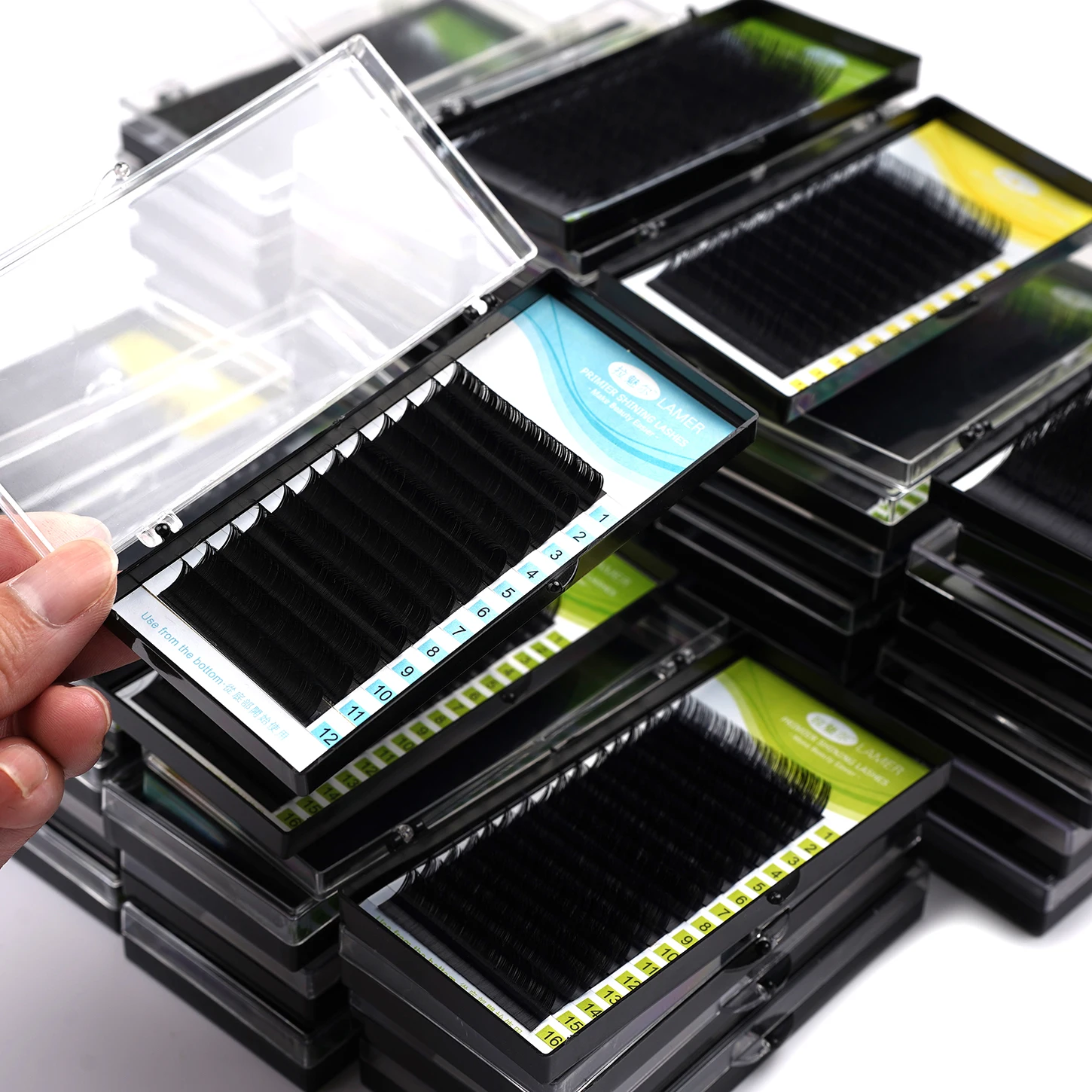 Pbt Material Korea Poly Cashmere Matte Black Soft Eyelash Extensions 0.03 Mega Volume Lash Extensions