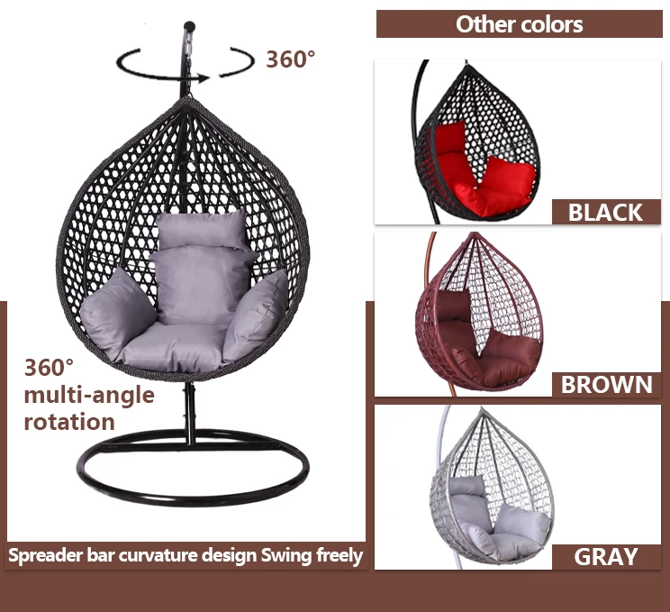 Wholesale Custom Outdoor Furniture Living Room Egg Chair Hammock Patio Hanging Balcony Garden Rattan Egg Swing Chair With Stand