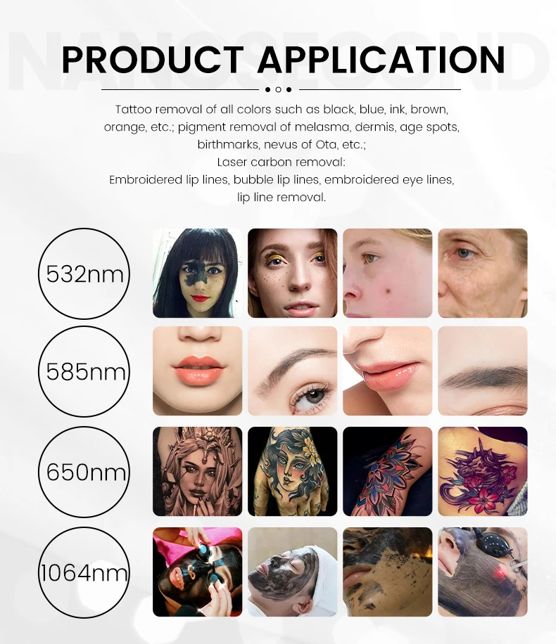 Professional PicoLaser 532 755 1320 1064 Pico Second Tattoo Removal Laser Machine Pico Laser Tattoo Removal Picosecond