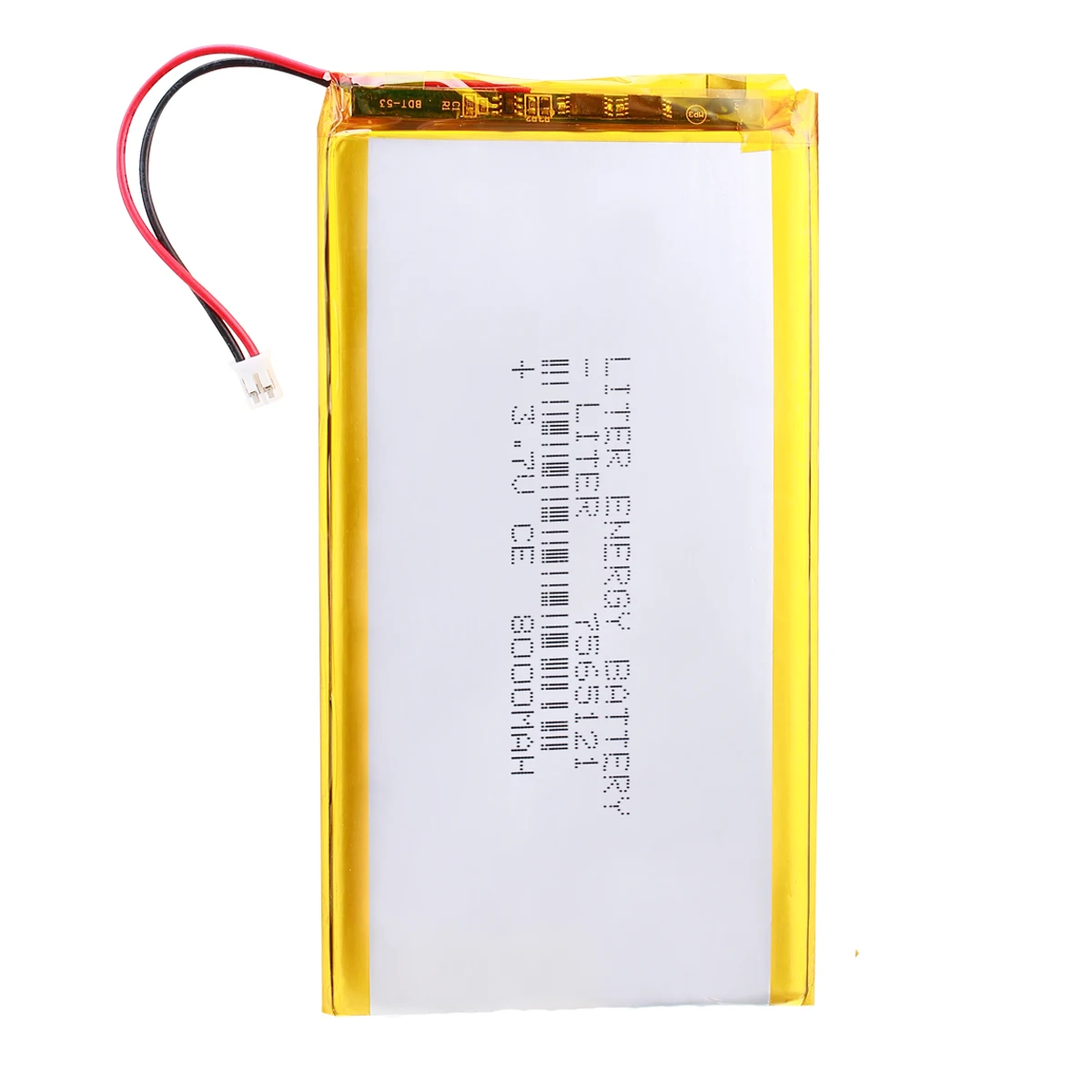 3.7v 7565121 8000mah lithium polymer battery for power bank With 2pin PH 2.0mm connector