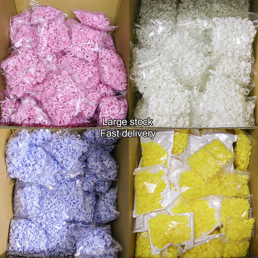 Wholesale White Pink Purple Heart Shape Flower Glue Ring Eyelash Extension Tools Lash Glue Rings