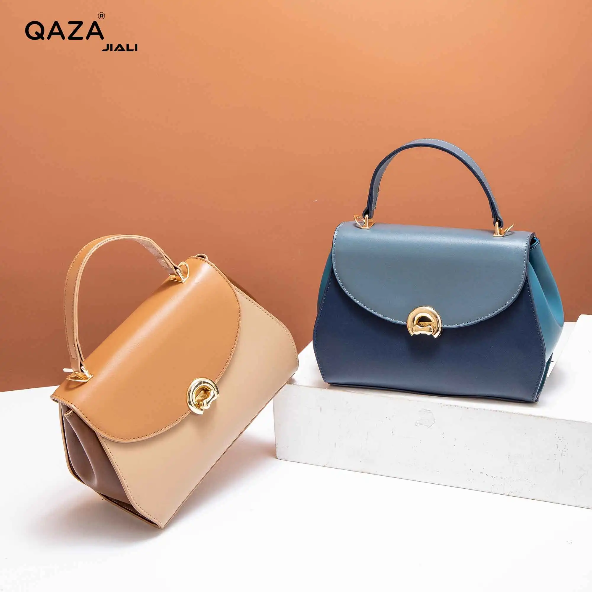 Jiali QAZA Designer Brand Customized PU Leather Women Tote Bag Fashion Designer Gift Lady Bag Handbag