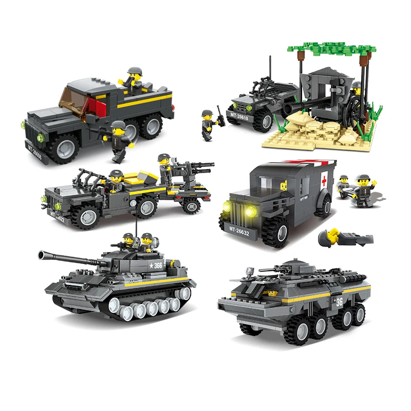 Wange customized 3D Model Toys The Military Base Defense Educational Building Blocks For Children car military army