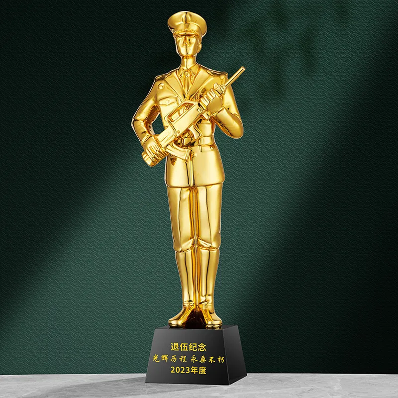 Hot Sale High Quality Wholesale Crystal Artifact Custom Soldier Retirement or Graduation Statue Gift