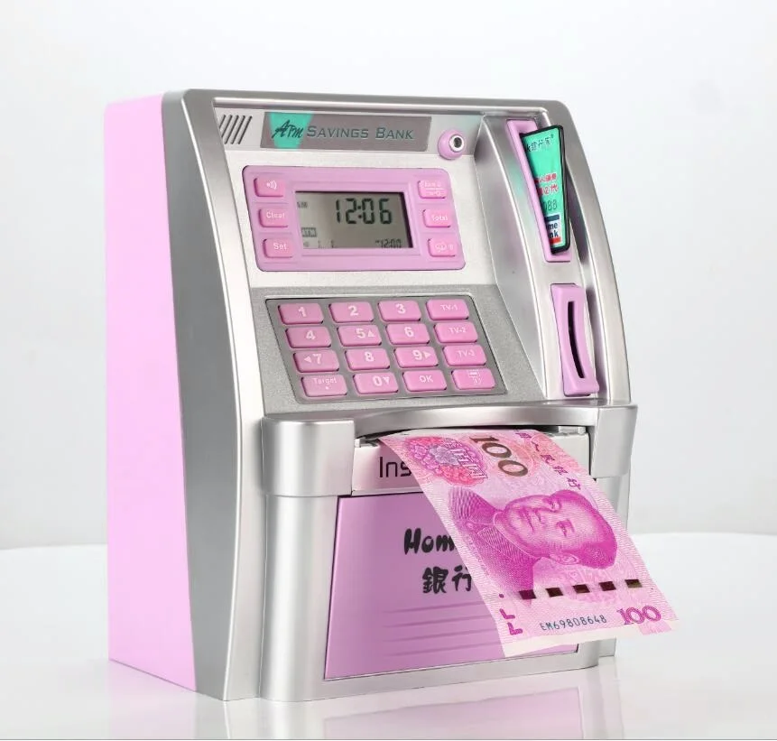 2023 Upgraded ATM Piggy Bank Savings Bank for Real Money for Kids Adults with Debit Card,  Password Login, Bill Feeder