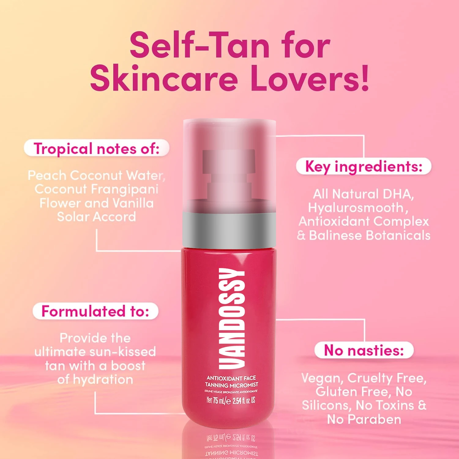 Custom 75ml Private Label Moisturizing Self Tanning Spray Mist Tan For Face