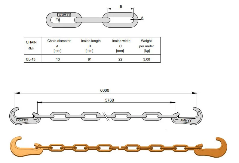 Factory supplier Grade 80 13mm alloy lashing chain with J/C type hook