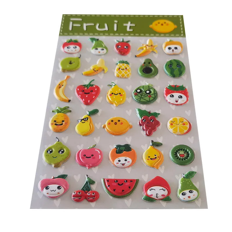 Cute Fruits Stickers Factory Direct Sales 3D Cartoon Puffy Stickers For Kids