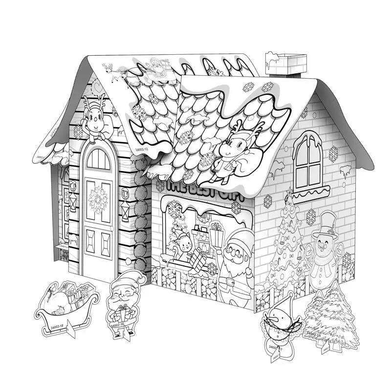 High Quality Paper Printing Children Playhouse DIY Draw Graffiti Handmade House