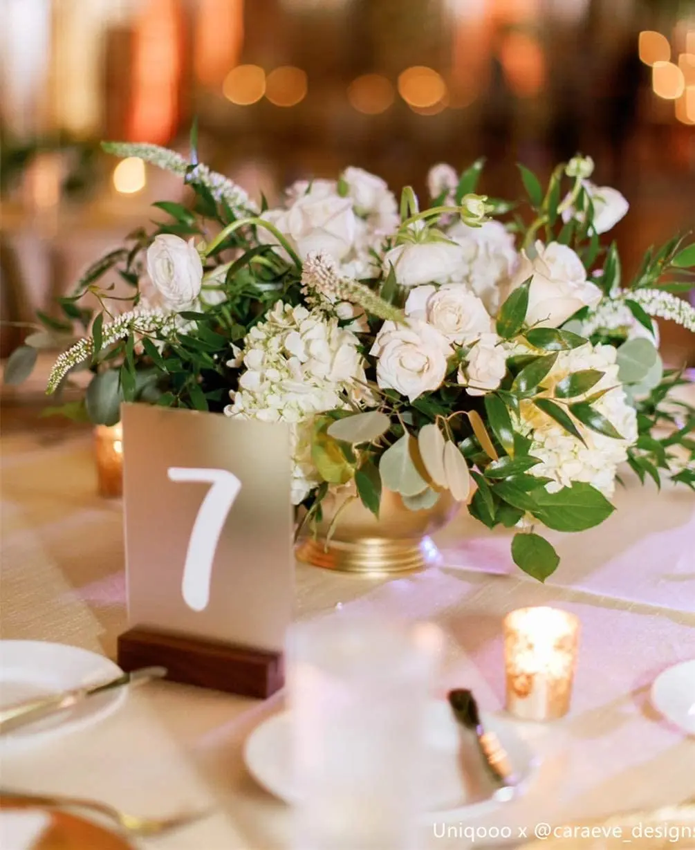 High-Quality Frosted Acrylic Rectangle Place Cards For Wedding Table Numbers With Stands