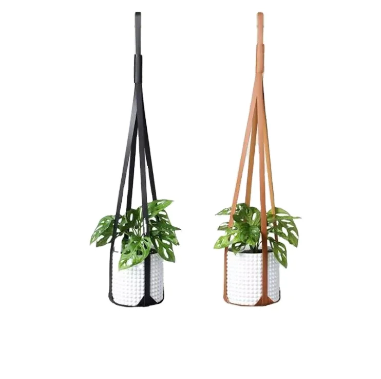 Plants Wall Ceiling Hanger for Flower Pots Plants Hanging Strap Hammock Modern Pot Modern Leather Plant Hanger Potted