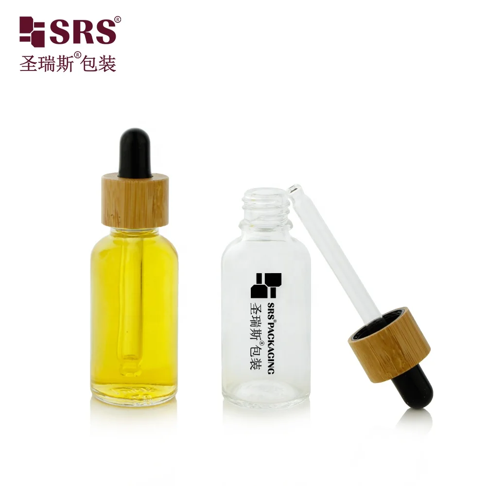 D003-30ml Fast Dispatch Stock Clear Colored Glass Empty Bottles Vial Packaging for Cosmetic Skin Care Serum Beard Oil For Men