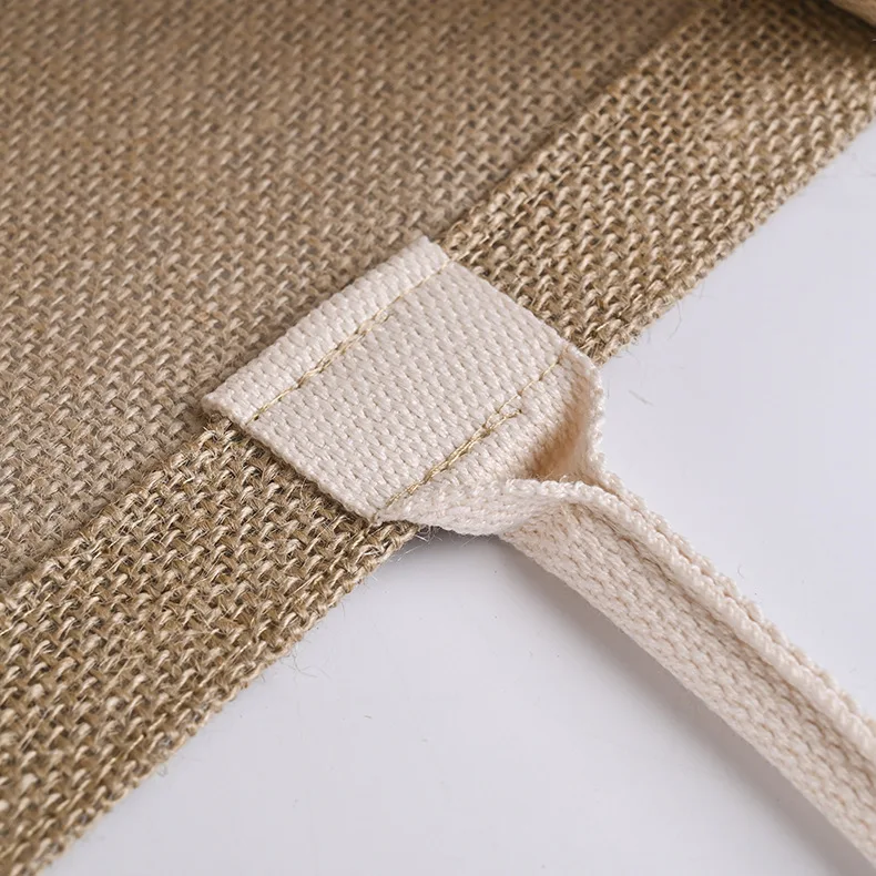 Eco Laminated Canvas Jute Bag Reusable Linen Beach Burlap Tote Bags Hessian Shopping Tote Bags with Custom Logo for Advertising