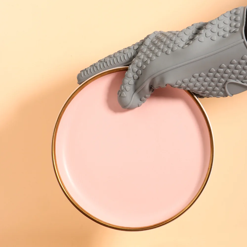 Silicone five-fingers oven gloves non-slip and heat resistant kitchen heat insulation mitts