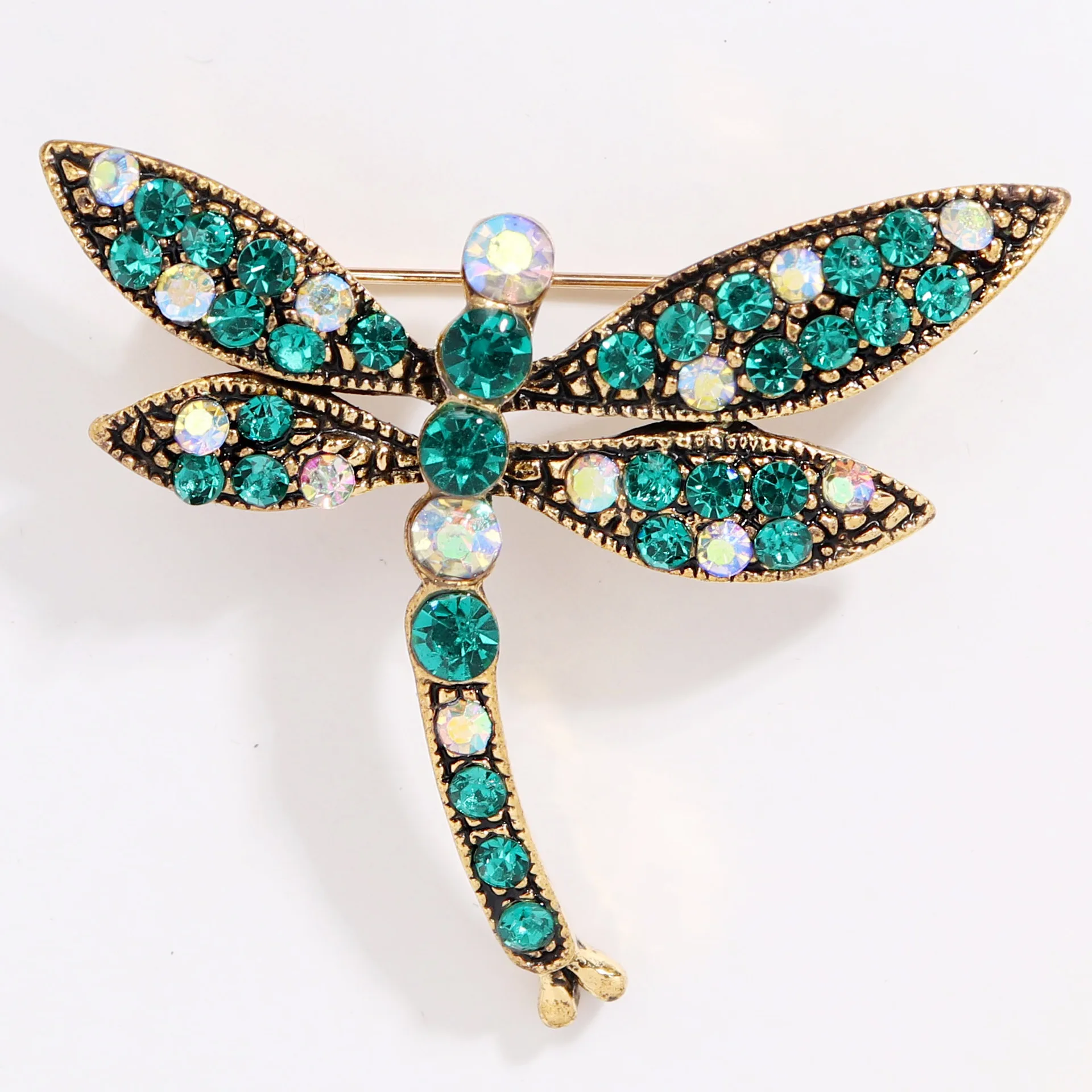 Insects Retro Oil Drop Dragonfly Corsage High-grade Rhinestone Bee Brooch Pin Crystal Brooch