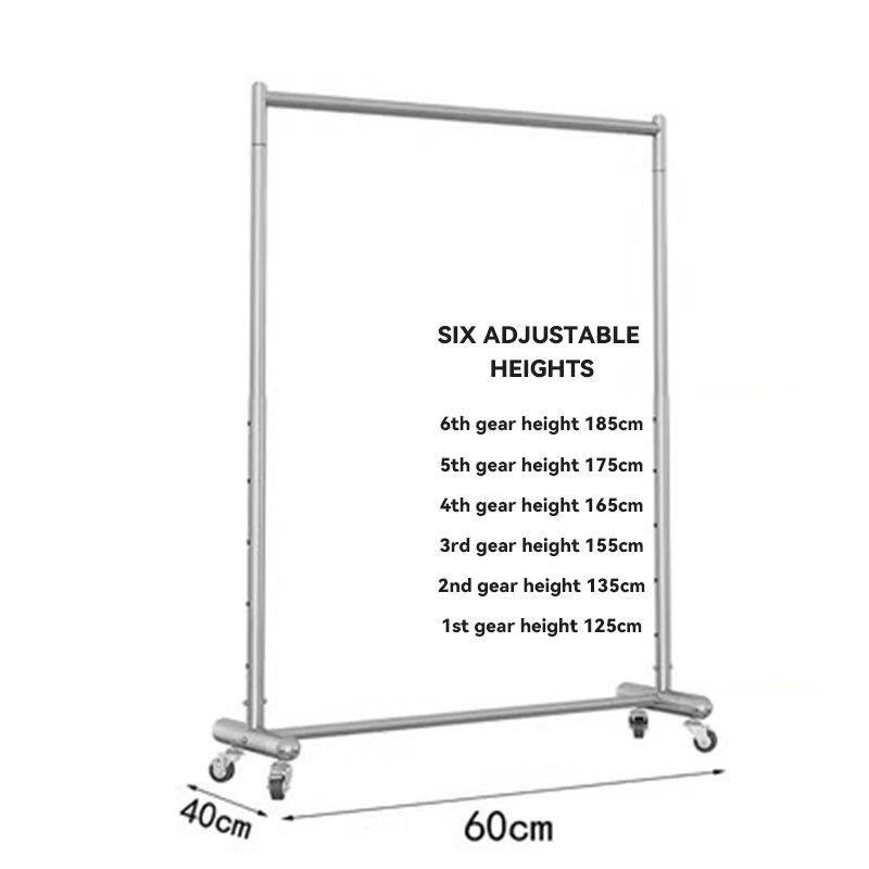 Wholesale Stainless Steel Movable Metal Clothing Garment Hanger Display Stand Clothes Rack For Clothing Store With Wheels