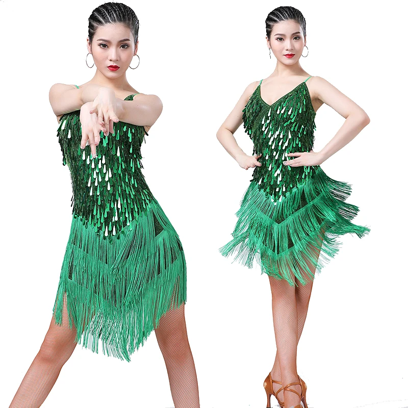 V-образный вырез Женская 1920s платье-Чарльстон красивое модное платье Чарльстон в стиле Гэтсби кисточкой Блестки платье на Хэллоуин; Костюмы для сцены;