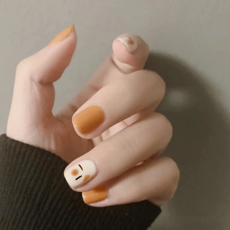 S series S120 artifical fake nails pink short Poached Egg press on false nails back glue pre design wearing removal fake nails