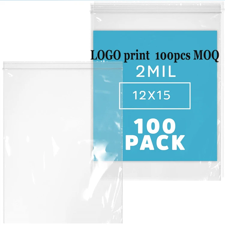 Plastic Reclosable Custom Clothing Packaging Bags Poly Plastic Zip Bag With Resealable  Lock Zip Lock Bags With Logo