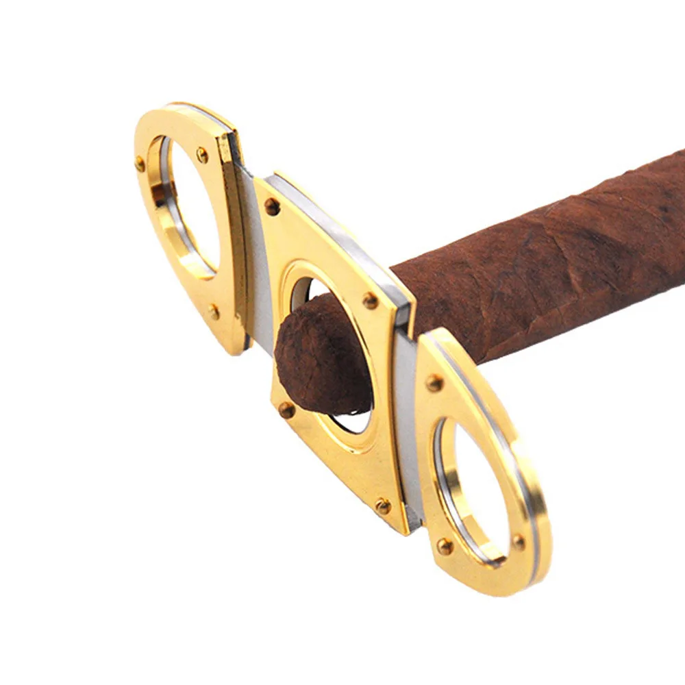  Luxury Cigar Accessories Stainless Steel Guillotine Double Cut Blade Scissors Antique Bronze Gold