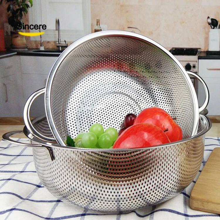 Набор из 6 ситечков для дуршлага из нержавеющей стали, чаша для мытья с ручкой