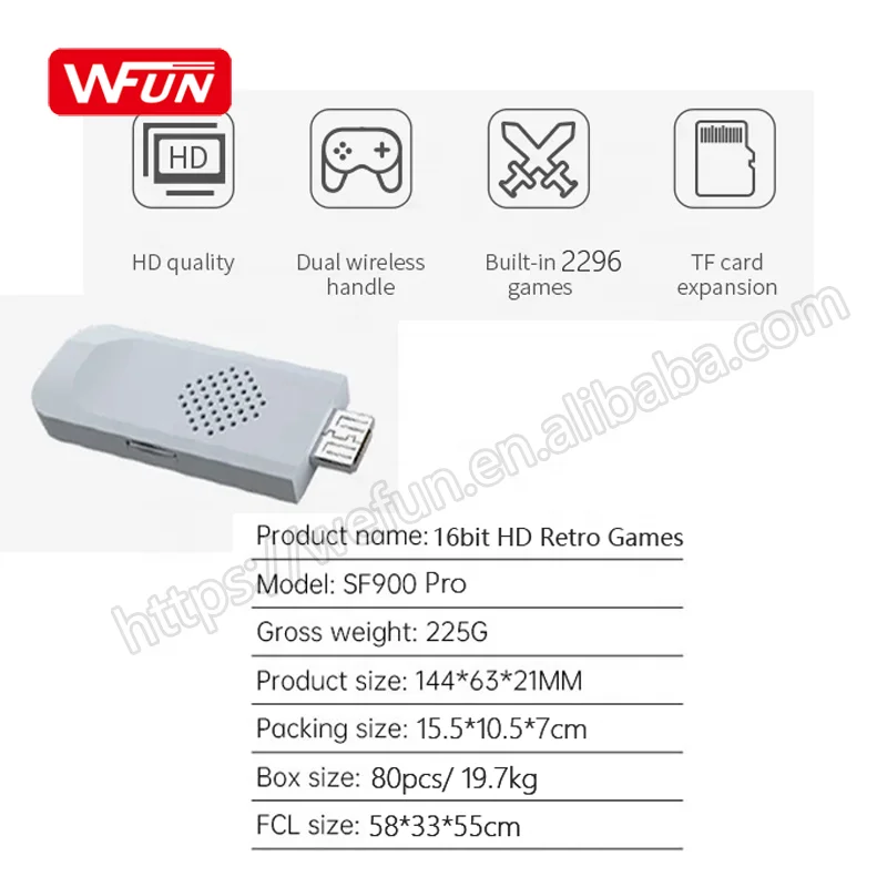 SF900 Pro Retro Game Console HD Video Game Stick With 2296 Games for SNES Wireless 16 Bit Consolas De Videojuegos for NES