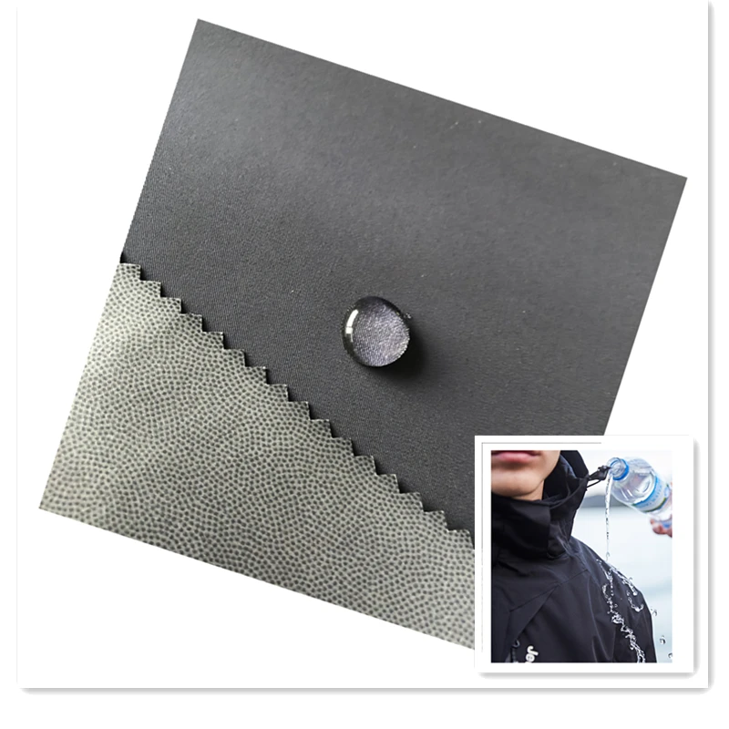 Twill 2 layers 70d nylon 4 way stretch bonded tpu laminated fabric fabric  jacket