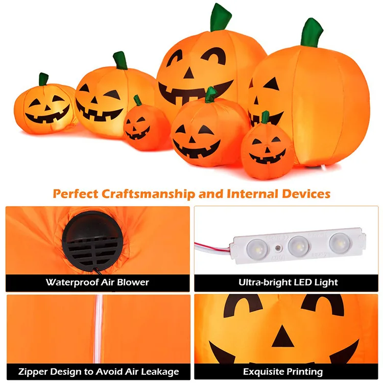 In Stock 20Ft Inflatable Wholesale Plastic Buckets 20Led Halloween Pumpkin Light