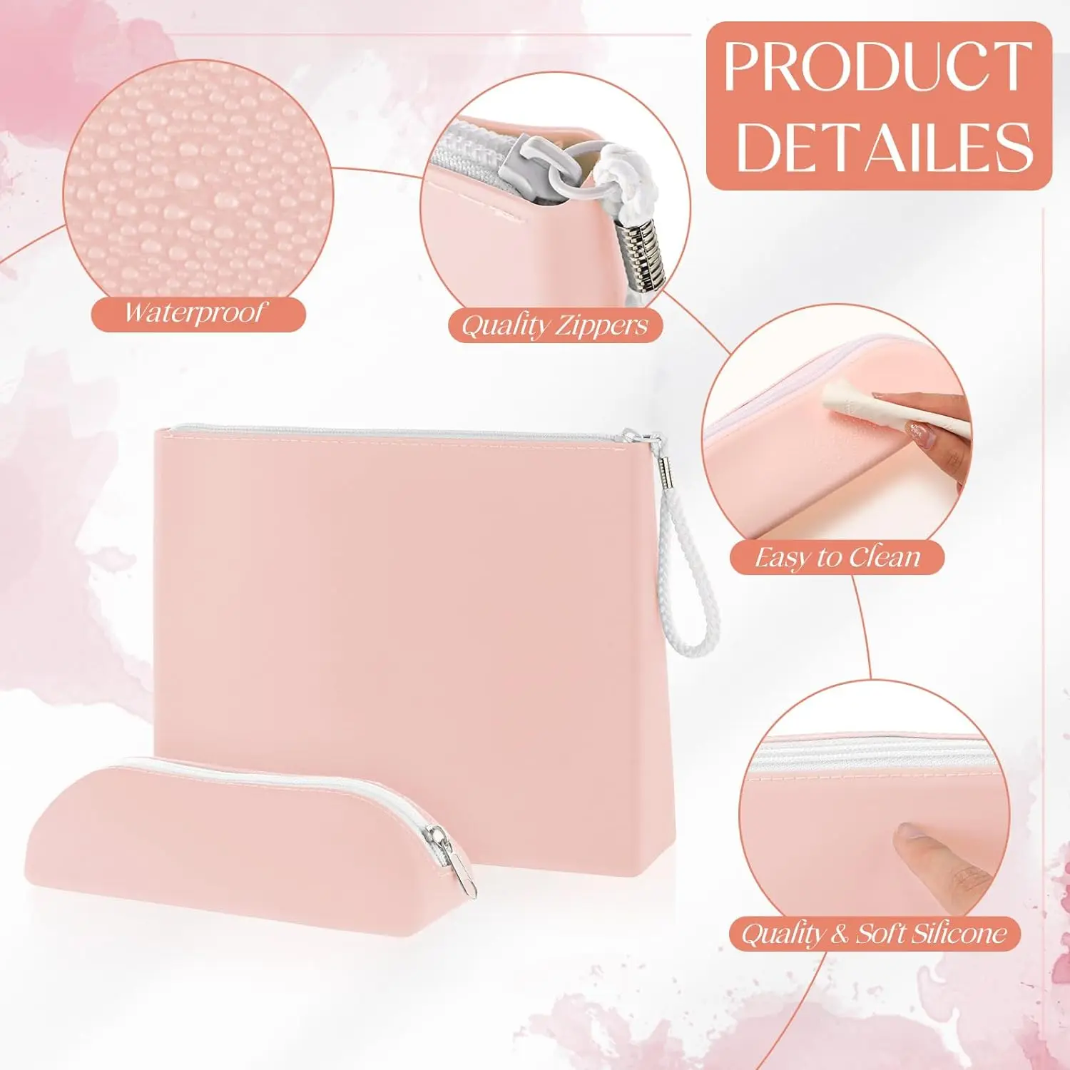 Silicone Makeup Bag and Makeup Brush Holder Silicone Cosmetic Bag with Zipper Travel Toiletry Bag Makeup Tools Organizer