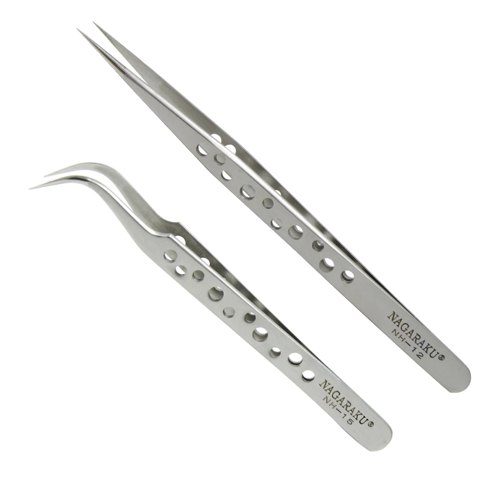 
NAGARAKU Straight And Curved Eyelash Extension Tweezers volume NH-15 NH-12 Stainless steel Light weight 