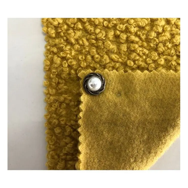 Customized color 100% polyester boucle knit wool look polyester fabric