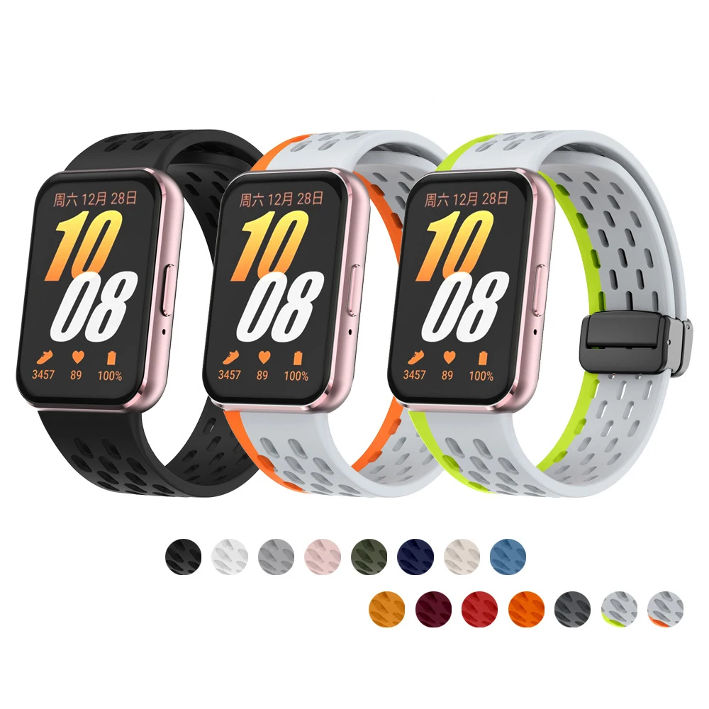 Magnetic D Buckle Silicone Breathable Band For Samsung Galaxy Fit 3 Strap for Galaxy FIT3 SM-R390 Wristband Bracelet Watchband