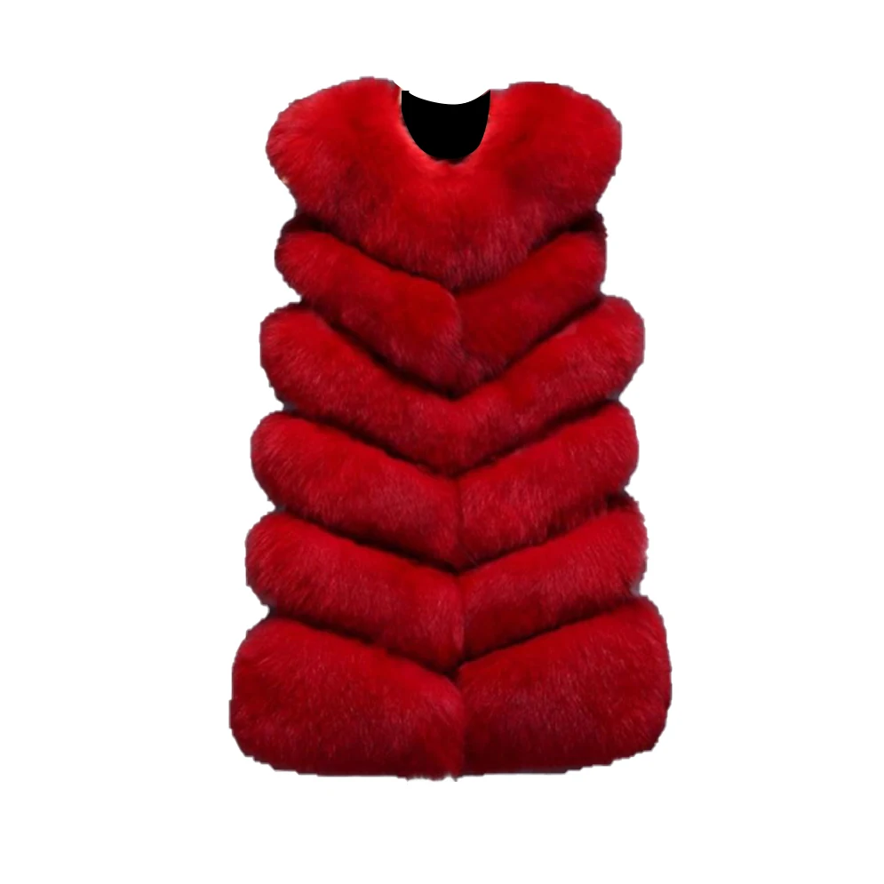 2023 New arrival designs hot selling ladies Custom short sleeveless faux fox fur solid women vest