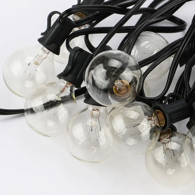 China Supplier Produce Outdoor Garden Decorative Lighting String Lights 220V 100FT with 50 Lights G40 Incandescent String