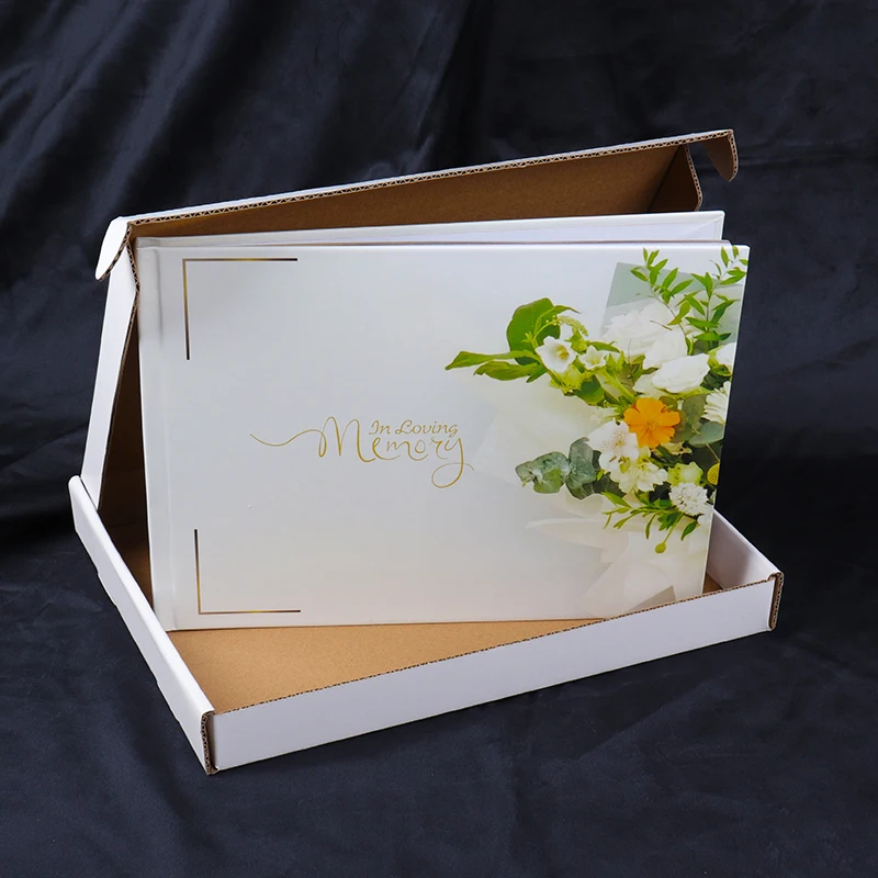 Custom Printing Cover In Loving Memorials Books Funeral Guest Book Sets with Memory Table Card