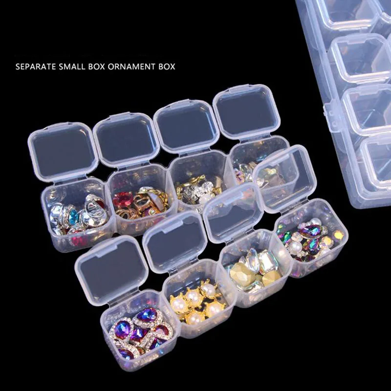 28 Grid Nail Storage Box Jewelry Organizer Cosmetics Diamond Painting Storage Nail Decoration Accessories Clear Plastic BH-A215