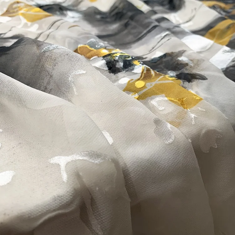 
Exquisite jacquard wholesale lurex silk sheared chiffon with custom design 