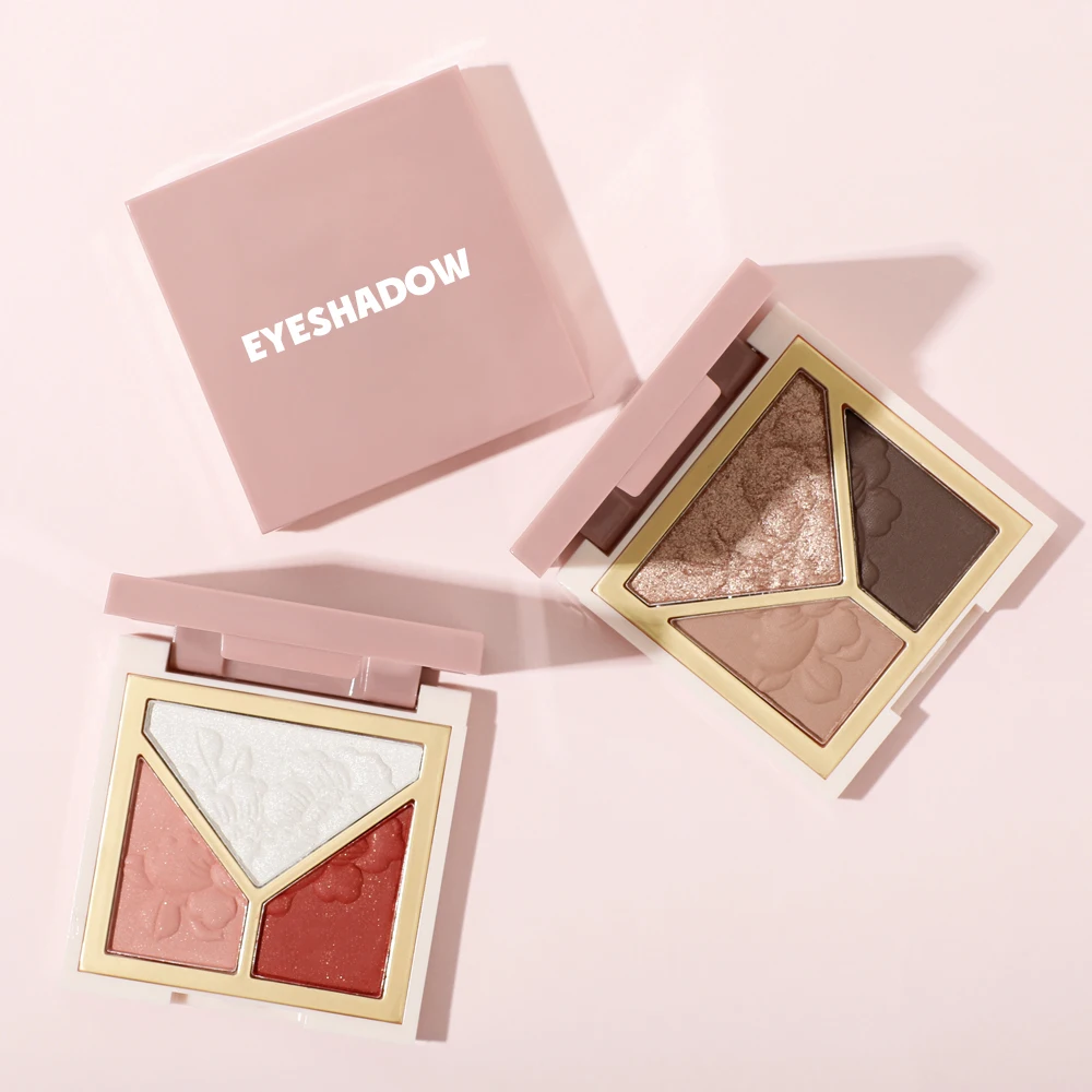 Wholesale 3 In1 Talc Free Pigmented Eyeshadow Palette Neutral Luxury Face Makeup Eyeshadows Palette Customized