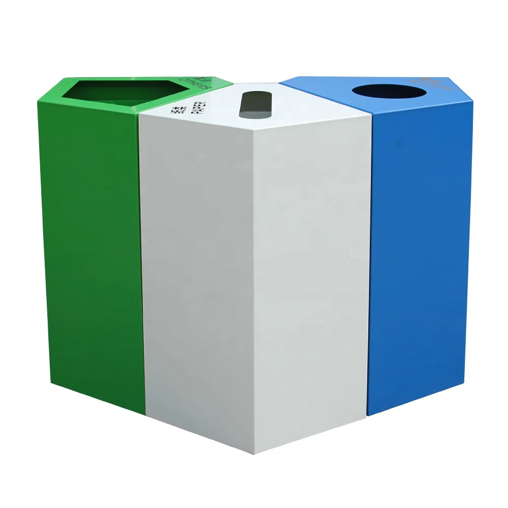Government Use Green Waste Seperation Bin Sanitation Containers Classified Recycling Bin 3 Compartments