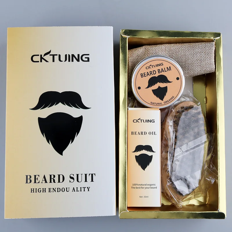 custom logo beard oil kit grooming comb and beard brush set