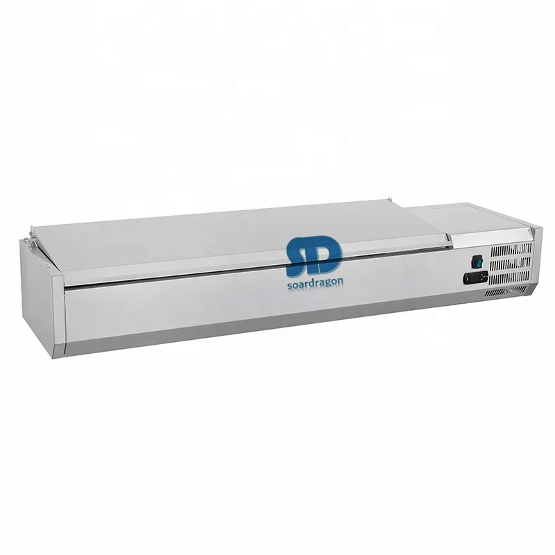 Soardragon Stainless steel or glass lid counter display bar fridge / Table top Salad Refrigerator showcase cooler