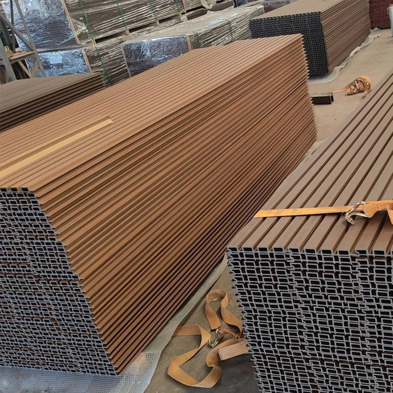 Fire Resistant Corrosion Privacy Fence Built-up Section PE Flute Panel Wall WPC Fluted Flexible Wood Wall Panel