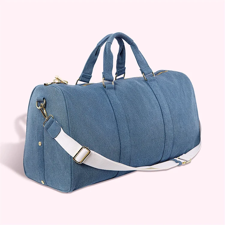 New retro denim duffel bag oversized jeans travel bag with letter