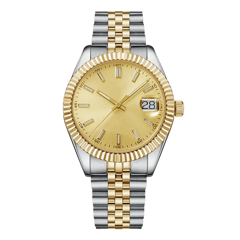 Male Luxury Gold Relojes De Calidad Foreign Trade  Steel Strip Classic Simple Dial Waterproof Men Watch