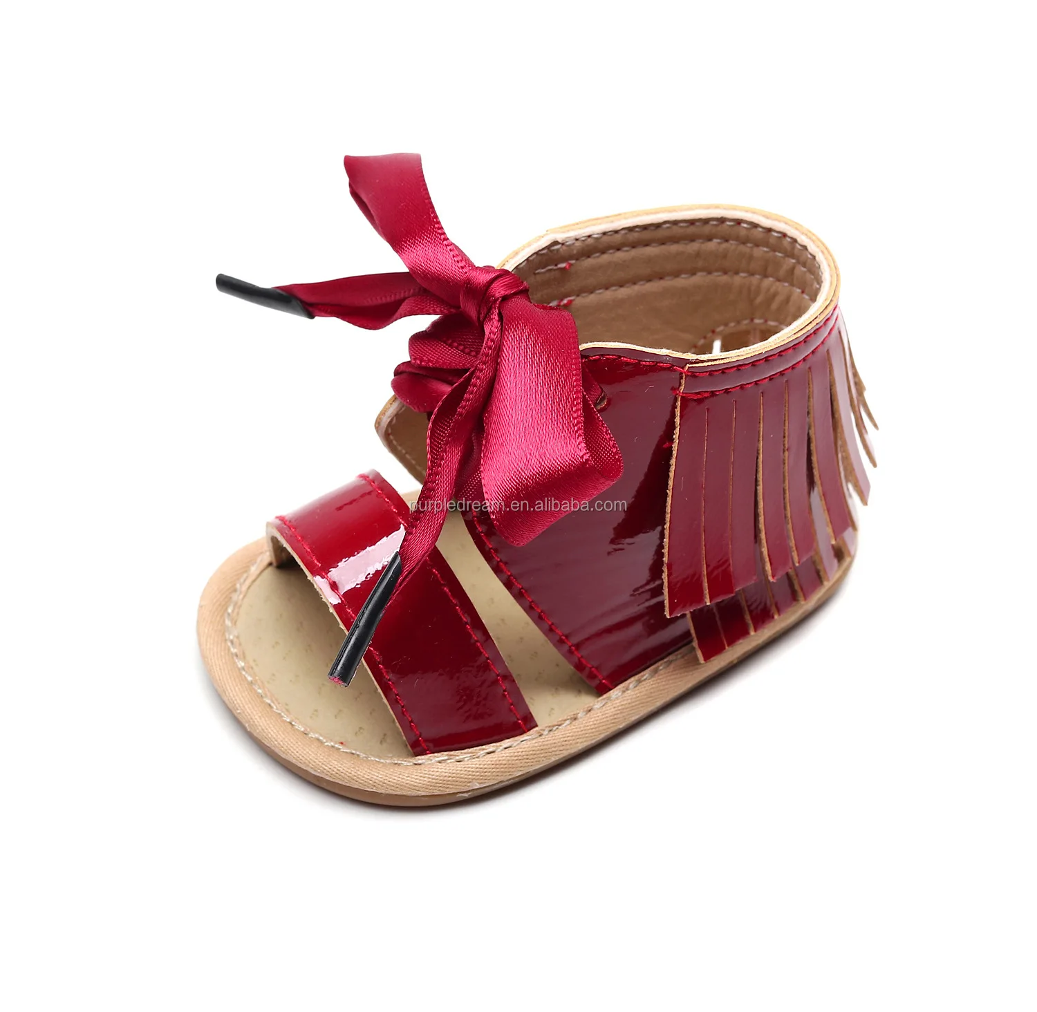 
Fashion Microfiber Leather Tassels Baby Girl Shoes Lace-up 0-24 Months Infant Sandals 