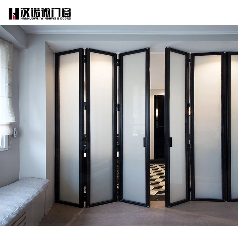 Aluminum Alloy Folding Door Is Extremely Narrow Kitchen Balcony Living Room Shop Car Wash Room Hanging Rail Glass Door